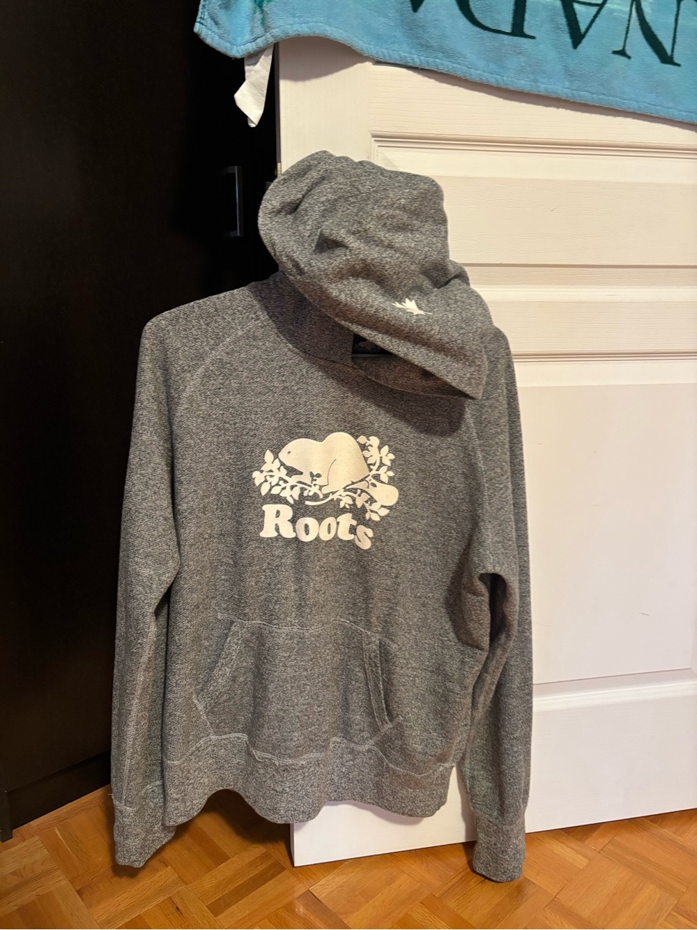Roots Grey Hoodie with White Beaver Logo